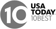 The image shows the logo for "USA TODAY 10Best," featuring a large "10" within a circle next to the text "USA TODAY 10BEST."