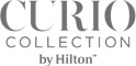 The image shows the logo for "Curio Collection by Hilton" with "Curio" in large letters, "Collection" beneath it, and "by Hilton" at the bottom.